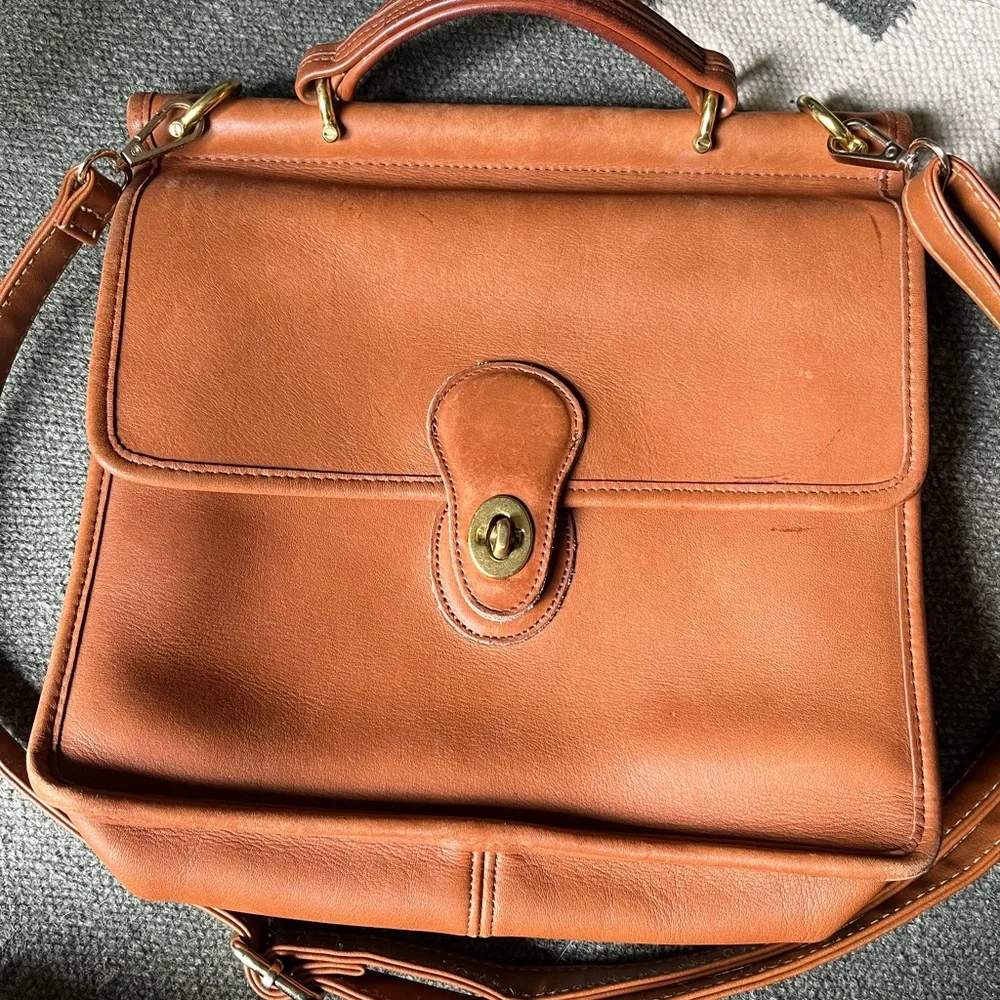 Vintage Coach Willis Tan Leather Top-Handle Bag - Picture 3 of 9